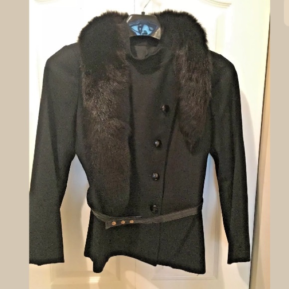 Vintage Jackets & Blazers - Vintage Bert Newman Peacoat w/ Fur Scarf